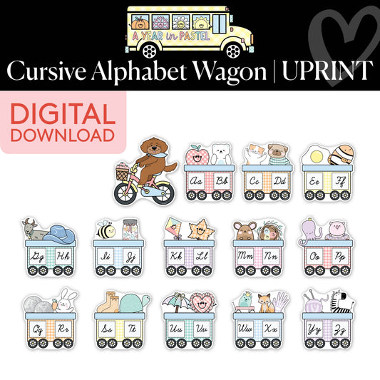 Printable Cursive Alphabet Wagon | A Year In Pastel