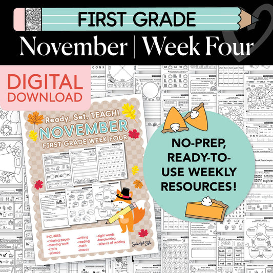 Printable First Grade November Week 4 Resources
