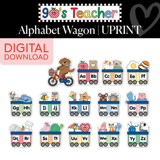 Printable Retro Alphabet Wagon | 90s Teacher
