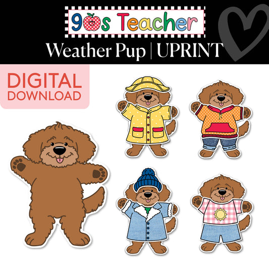 Printable Retro Weather Pup | 90s Teacher