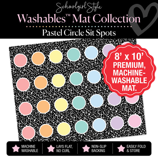 Pastel Circle Sit Spot on Composition Background Classroom Mat by Schoolgirl Style