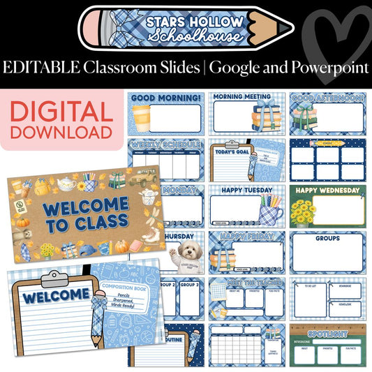 Printable Cozy Google & PowerPoint Classroom Slides | Stars Hollow Schoolhouse