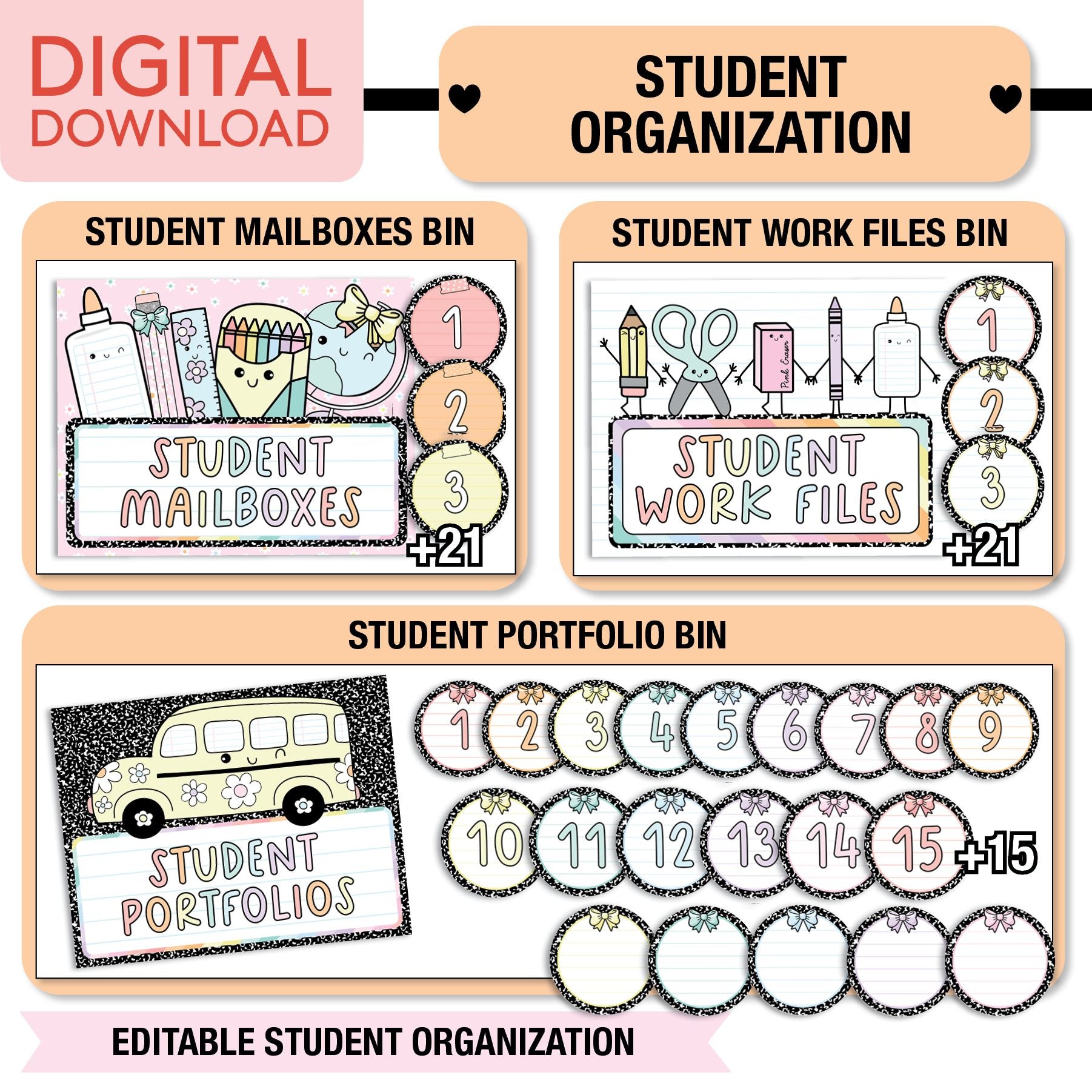 Pastel Full Printable Classroom Management Bundle