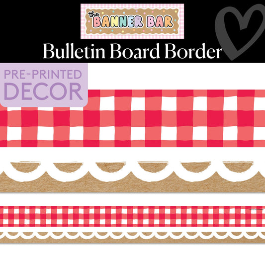 Apple Orchard Gingham Bulletin Board Border | Banner Bar