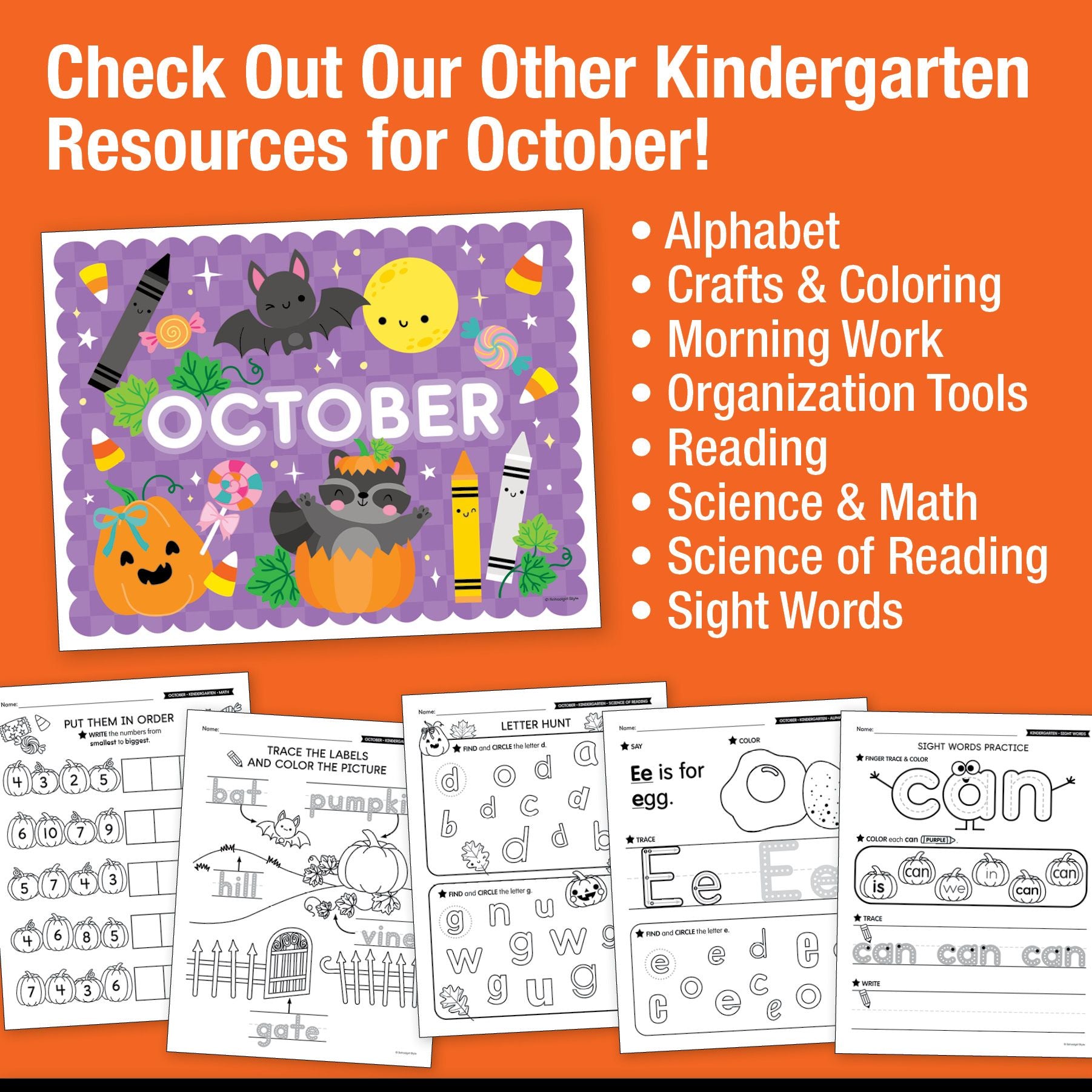 Printable Kindergarten October Daily Morning Work