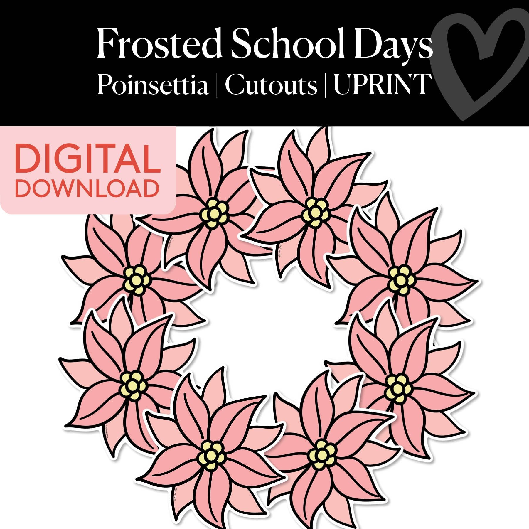 Printable Christmas Poinsettia Cutouts | Frosted School Days