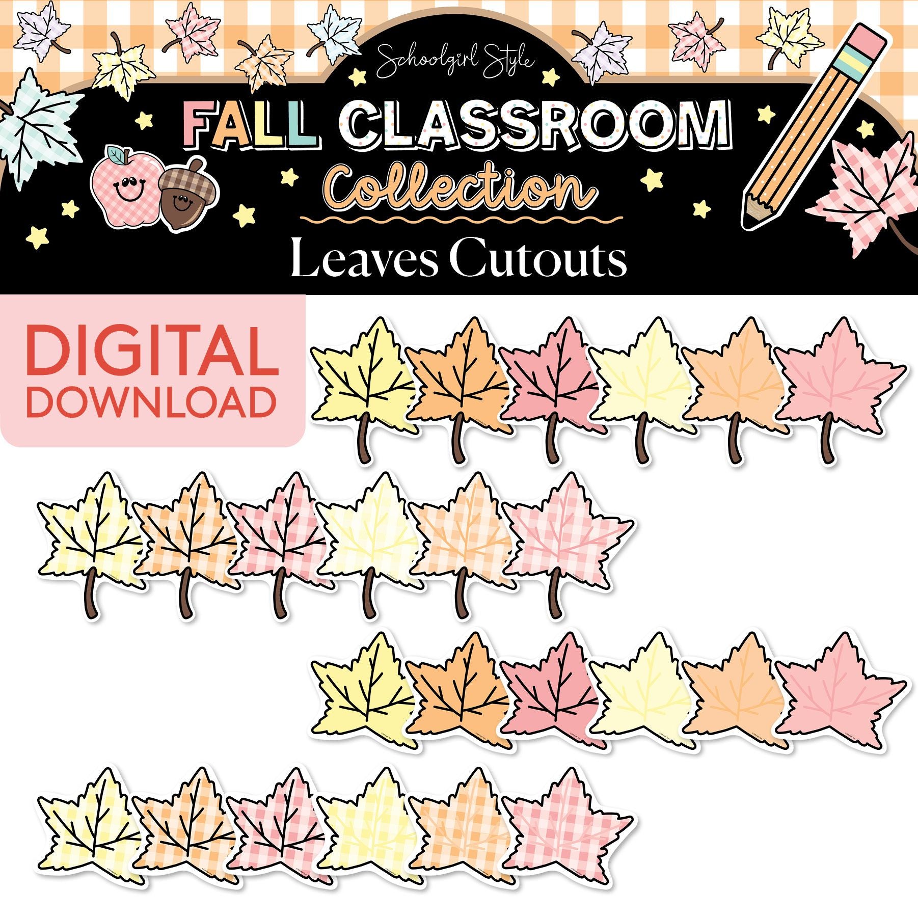 Printable Pastel Fall Leaves Cutouts