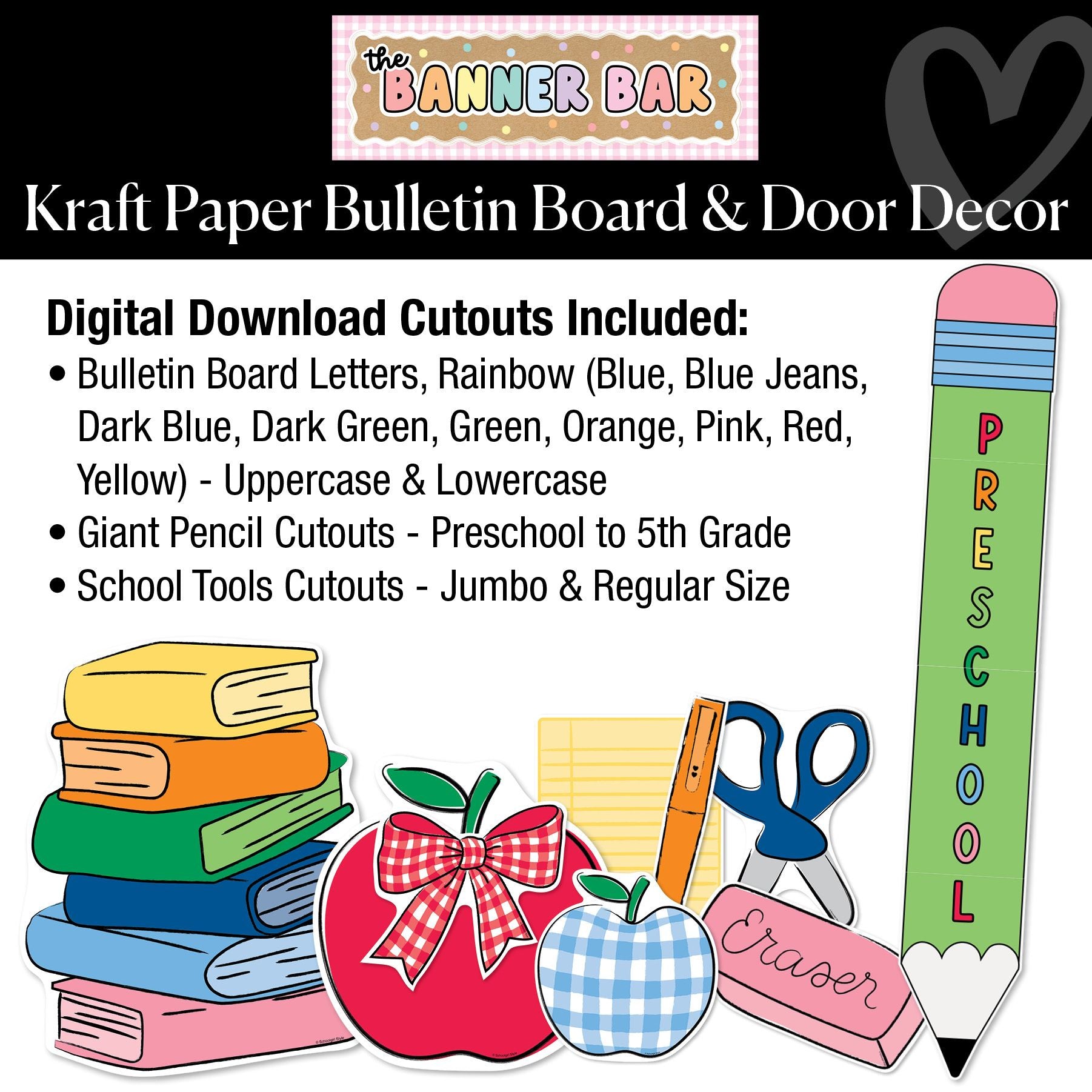 Rainbow Kraft Paper Board & Door Decor Bundle