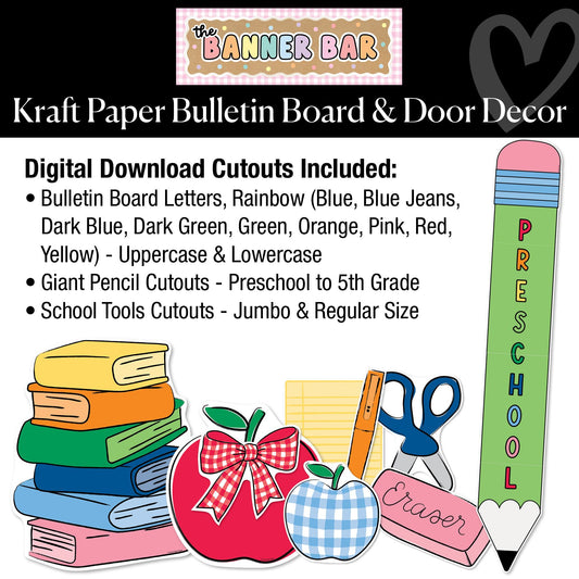 Rainbow Kraft Paper Board & Door Decor Bundle