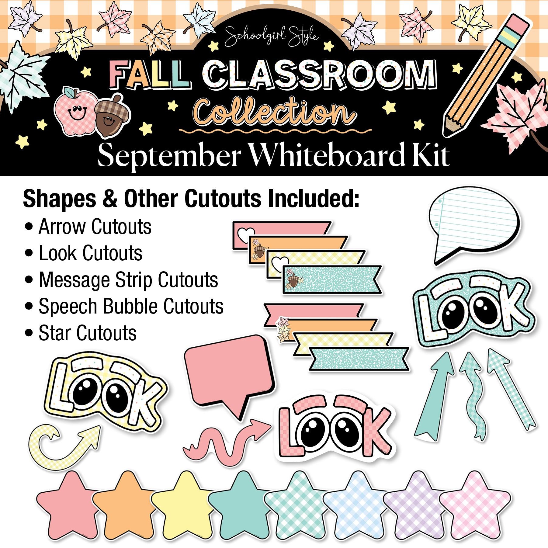 Printable Pastel Fall September Whiteboard Kit