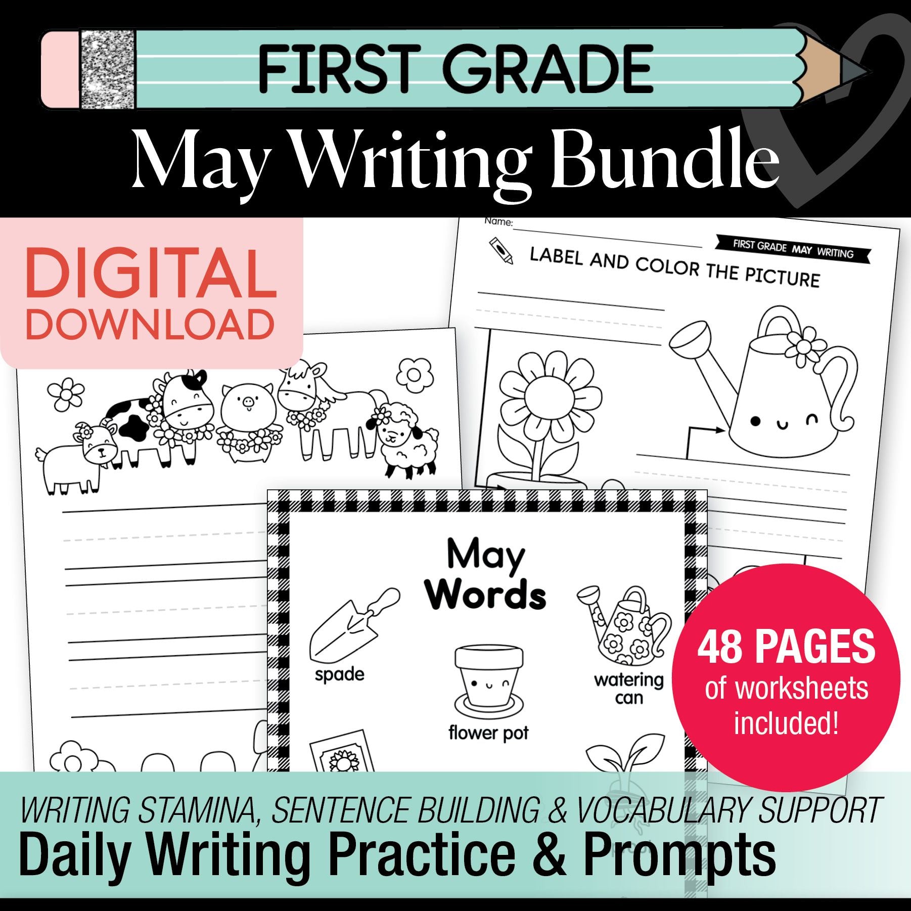 Printable First Grade May Writing Bundle