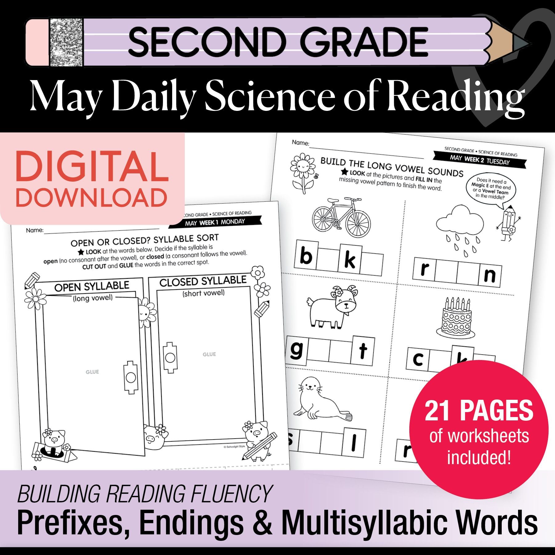 Printable Second Grade May Daily Science of Reading – Schoolgirl Style