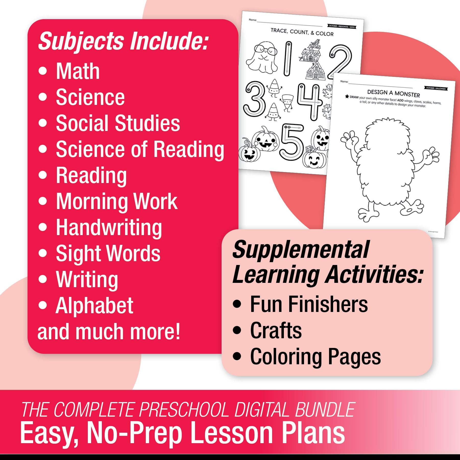 Printable Preschool October Thematic Unit Bundle