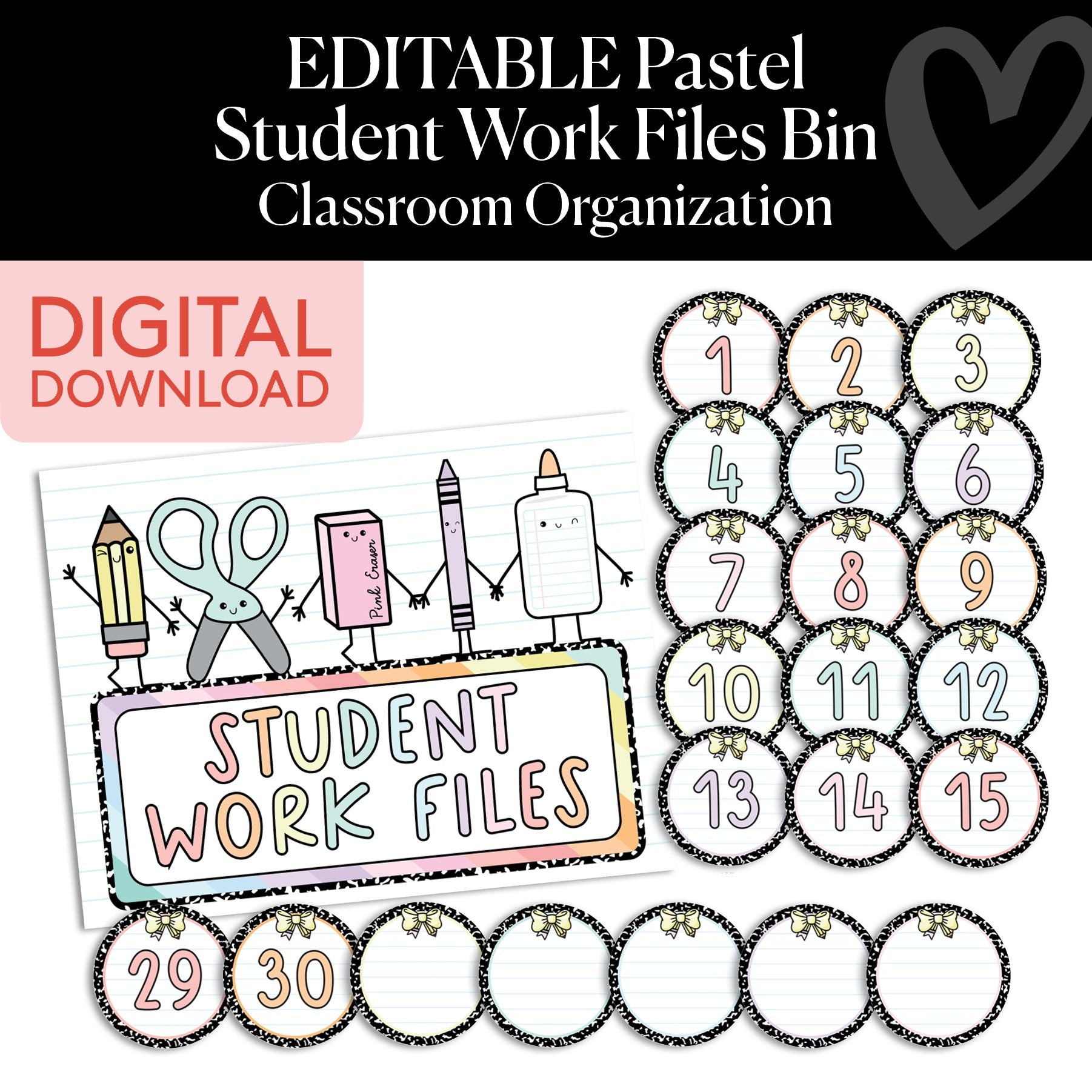 Printable Pastel Student Work Files – Schoolgirl Style