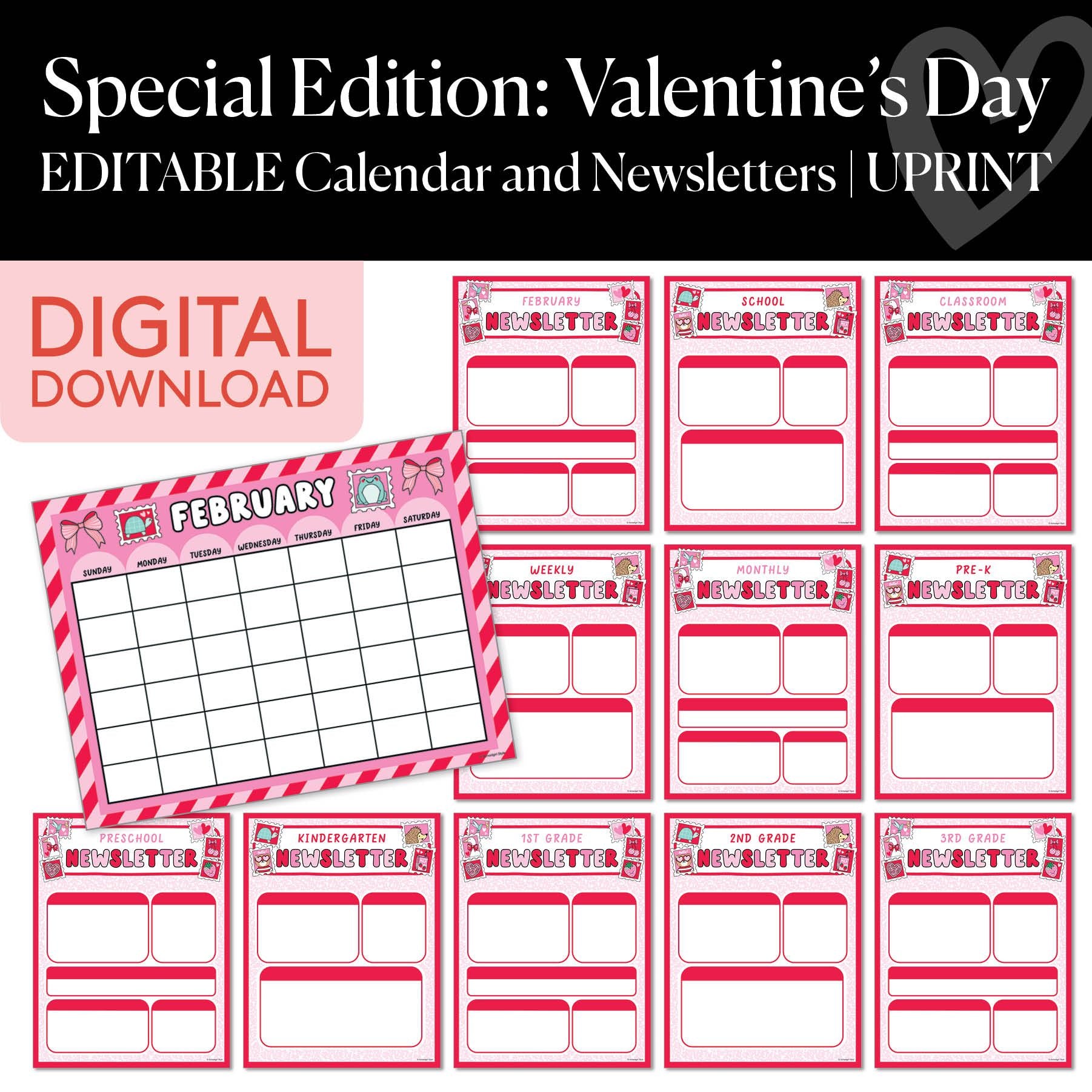 Printable Valentines Calendars and Newsletters | Special Edition: Valentine's Day