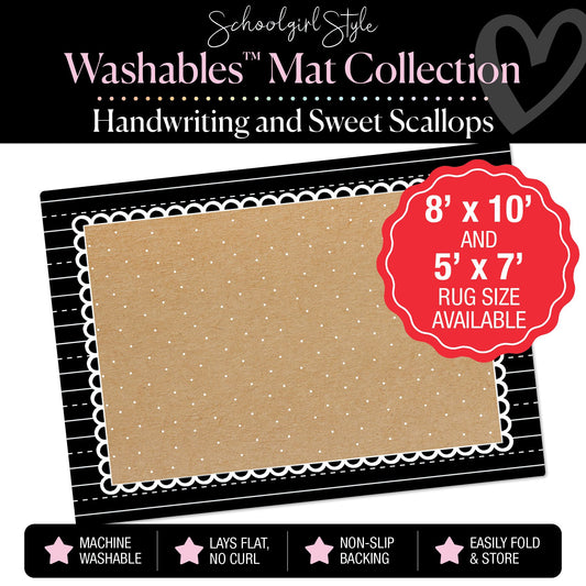 Tiny Polka Dots on Banner Backdrop with Handwriting Practice Border Classroom Mat by Schoolgirl Style