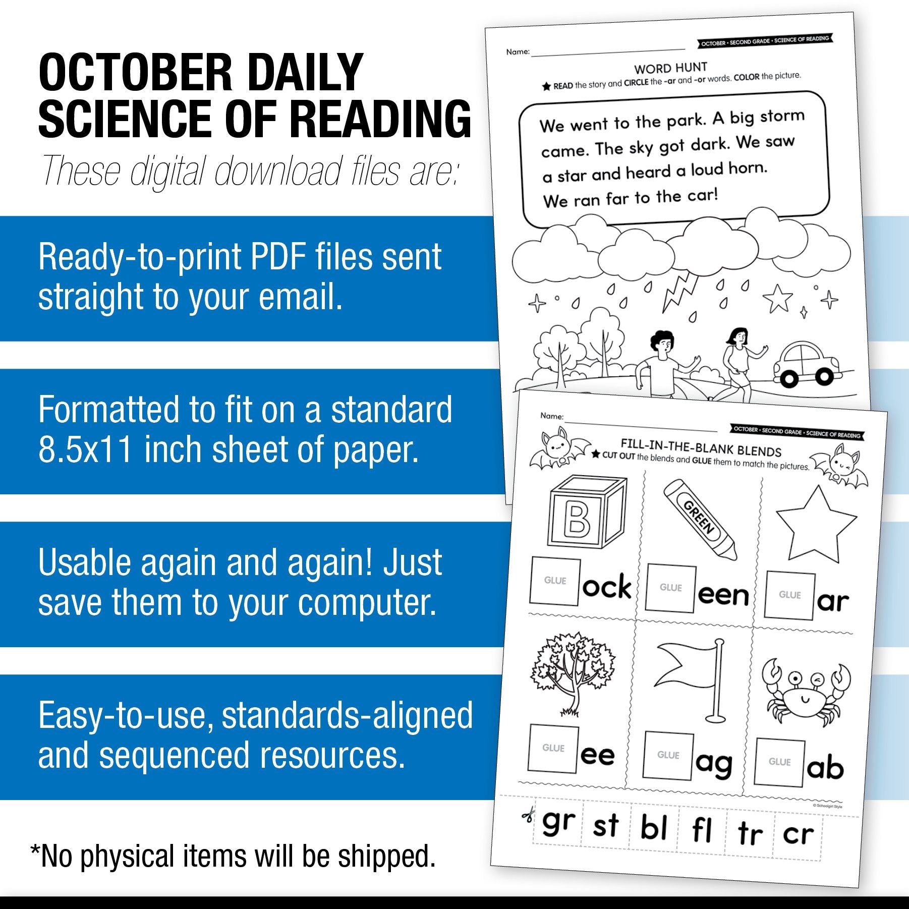 Printable Second Grade October Daily Science of Reading