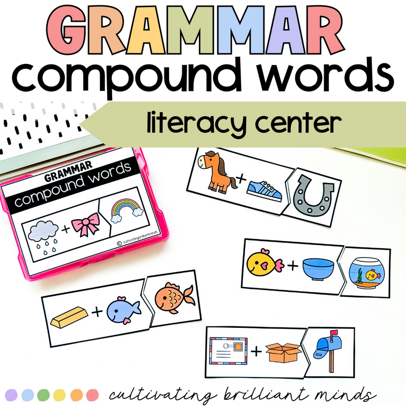 Grammar Compound Words Literacy Center | Kindergarten, First Grade Literacy