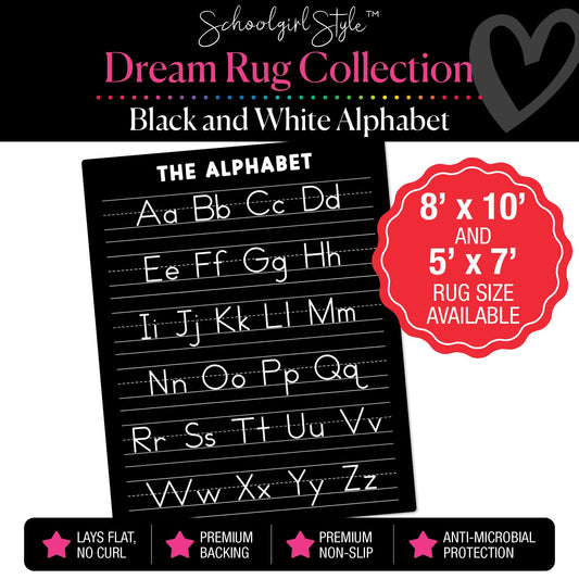 Black and White Alphabet Classroom Rug by Schoolgirl Style
