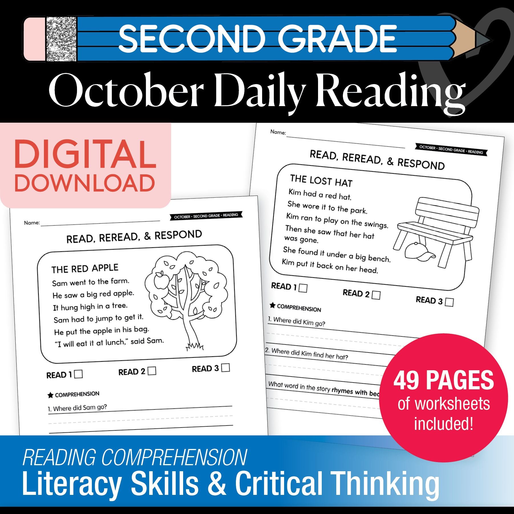 Printable Second Grade October Daily Reading