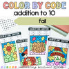 Fall Math Color by Number | Addition to 10 | Color by Code | Autumn