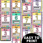 Bright Rainbow Number Line Poster Set