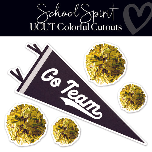 School Spirit Pennant and Pom Pom Cutouts