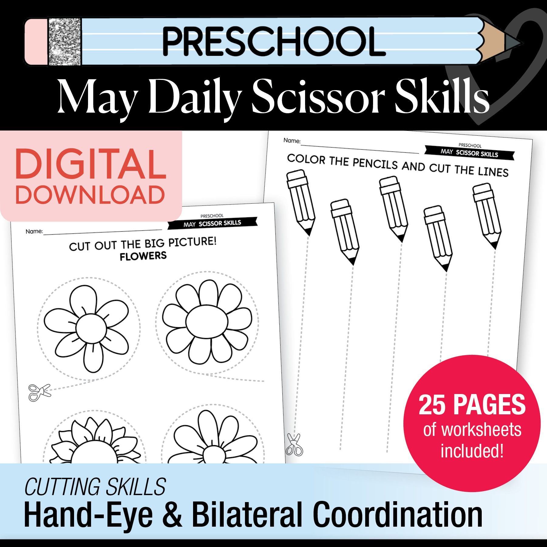 Printable Preschool May Daily Scissor Skills