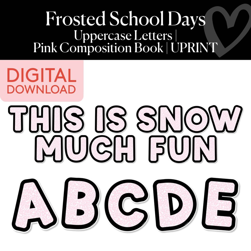 Printable Christmas Pink Composition Uppercase Letters | Frosted School Days