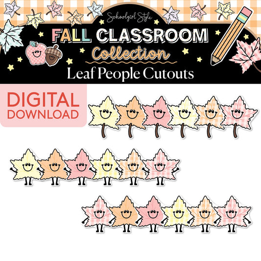 Printable Pastel Fall Leaf People Cutouts