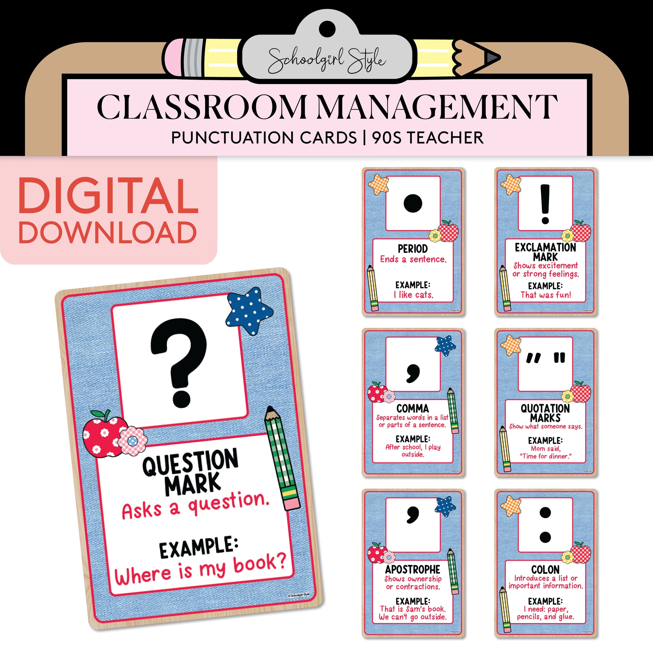 Printable Punctuation Cards | 90s Teacher