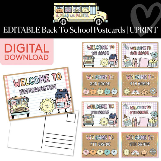 Printable Editable Back To School Postcards | A Year In Pastel