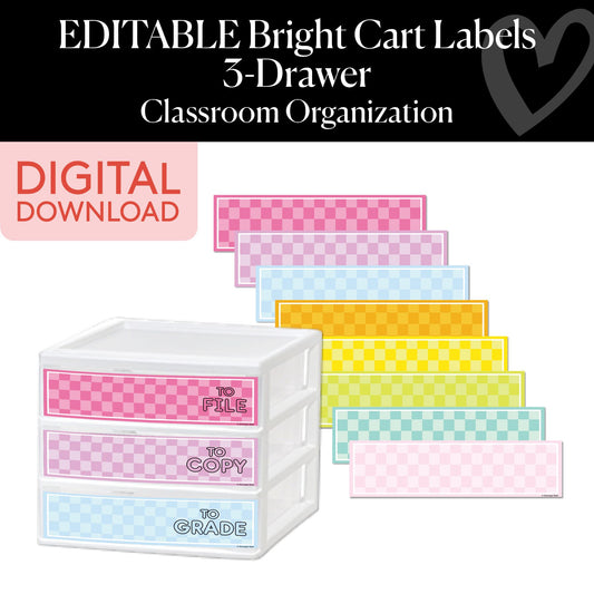 Printable Bright Three-Drawer Organizer Labels
