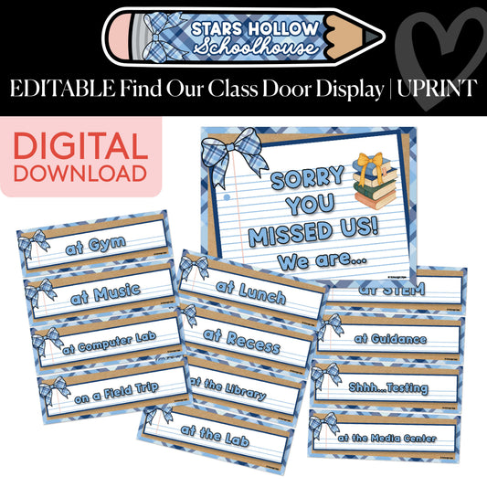 Printable Cozy Editable Find Our Class Door Display | Stars Hollow Schoolhouse