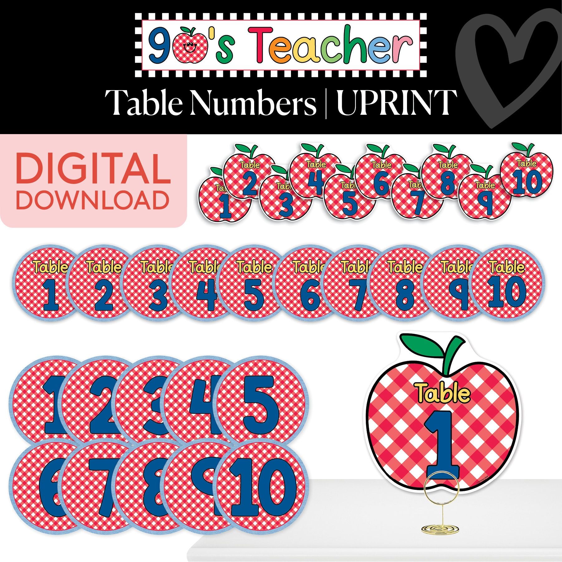 Printable Retro Table Numbers | 90s Teacher