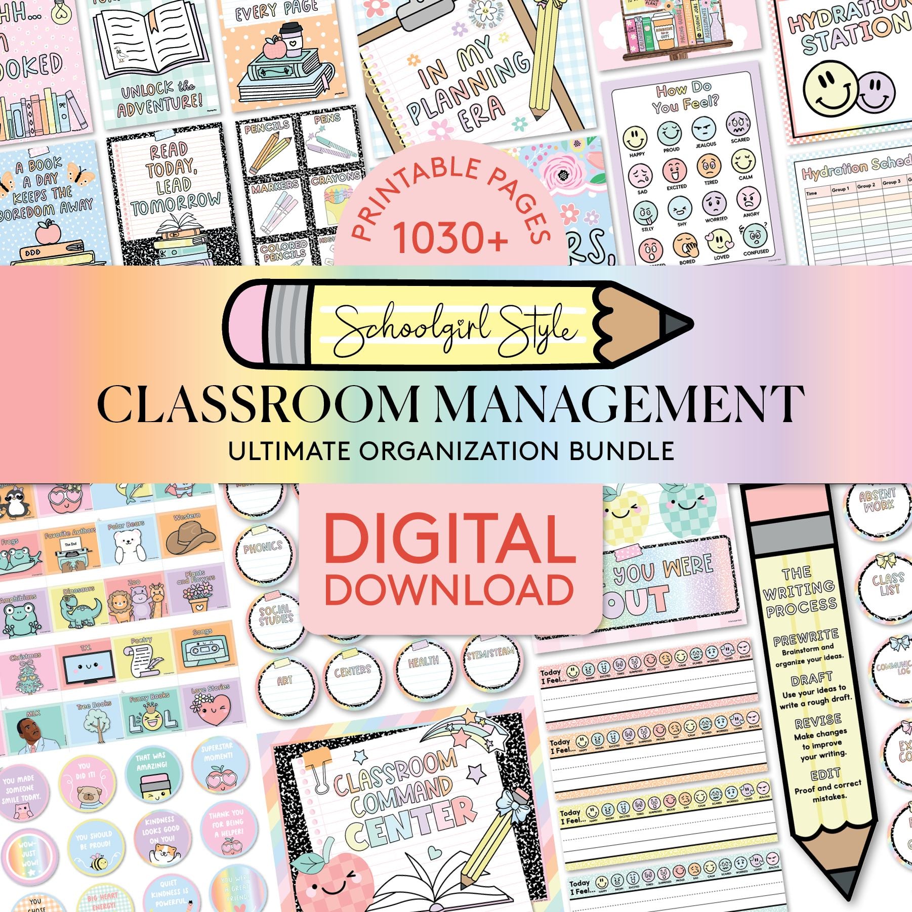 Pastel Full Printable Classroom Management Bundle