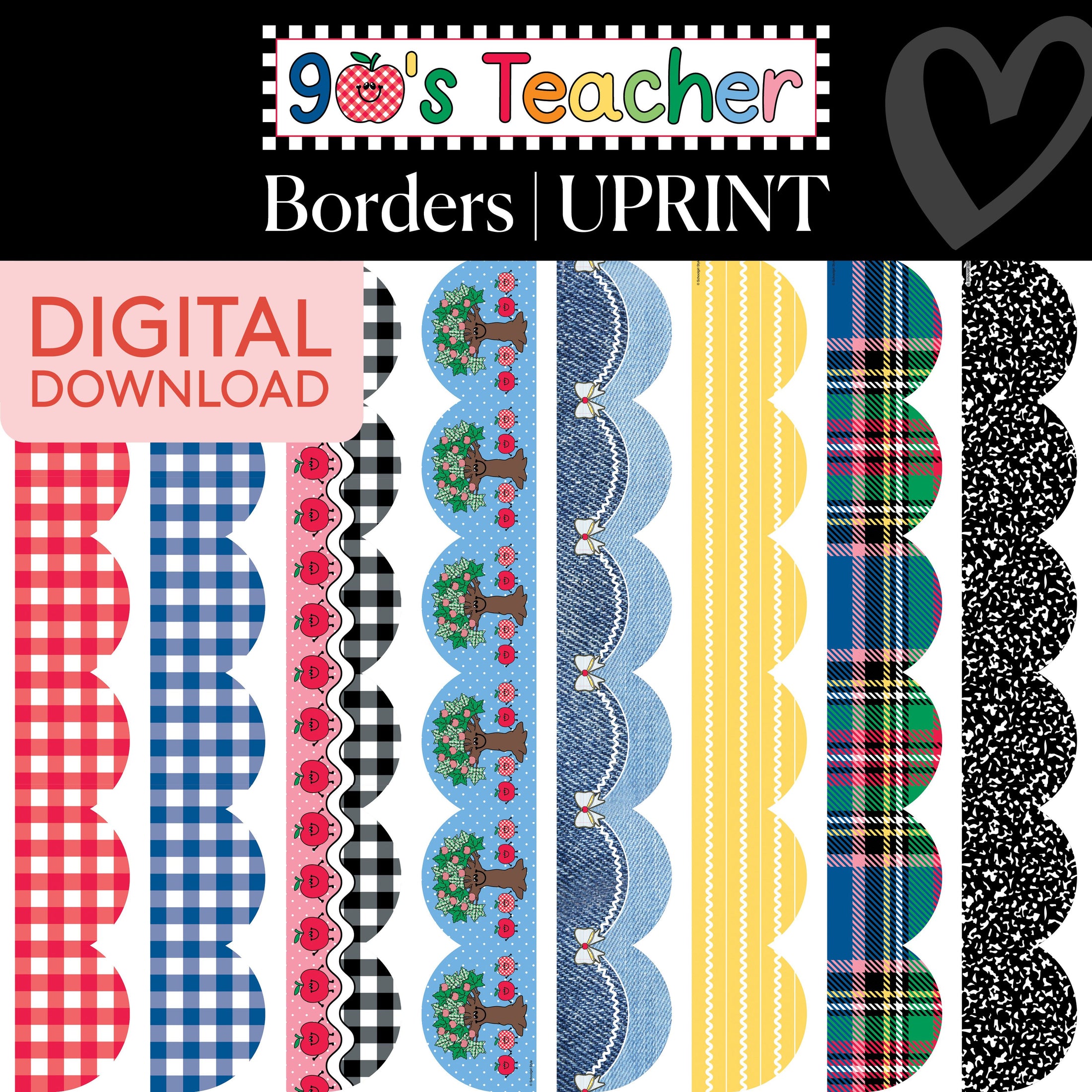 Printable Retro Border Bundle 2 | 90s Teacher