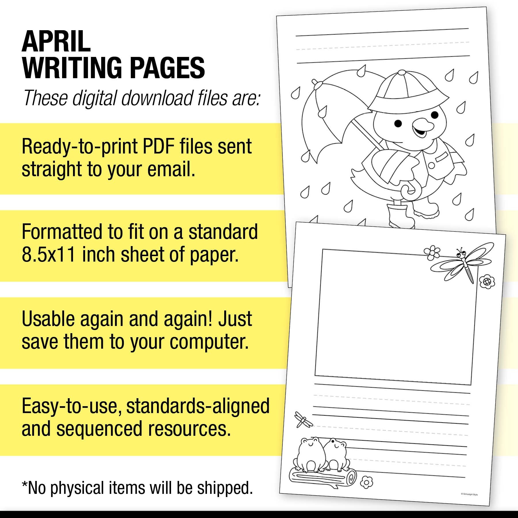 Printable April Writing Pages
