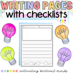 Blank Writing Page with Picture and Guided Lines- INCLUDES Checklist