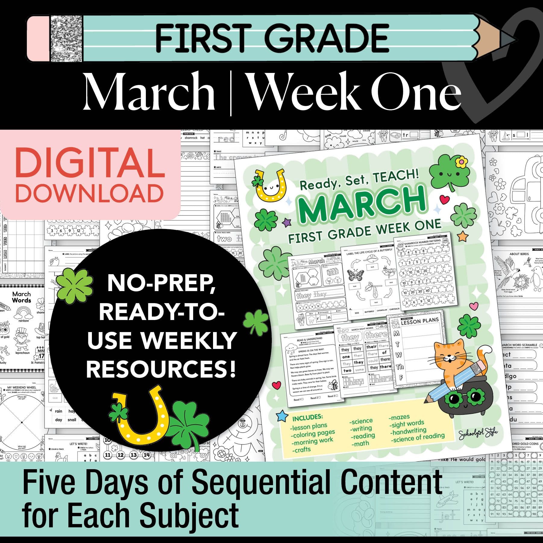 Printable First Grade March Week 1 Resources