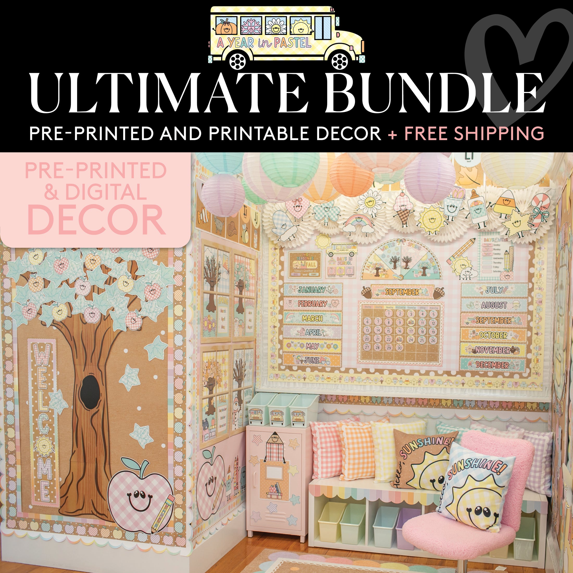 A Year In Pastel Ultimate Pre-Printed and Printable Classroom Decor Bundle