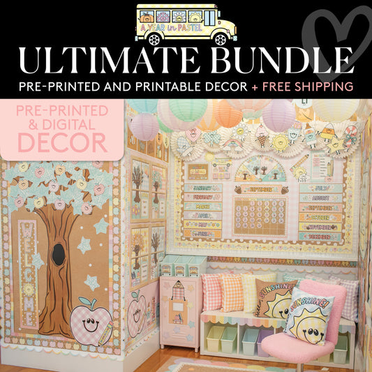 A Year In Pastel Ultimate Pre-Printed and Printable Classroom Decor Bundle