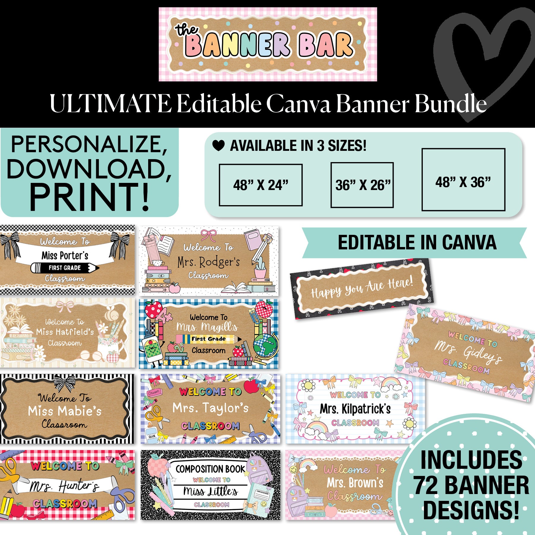 Ultimate Personalized Editable Canva Kraft Style Banner Bundle