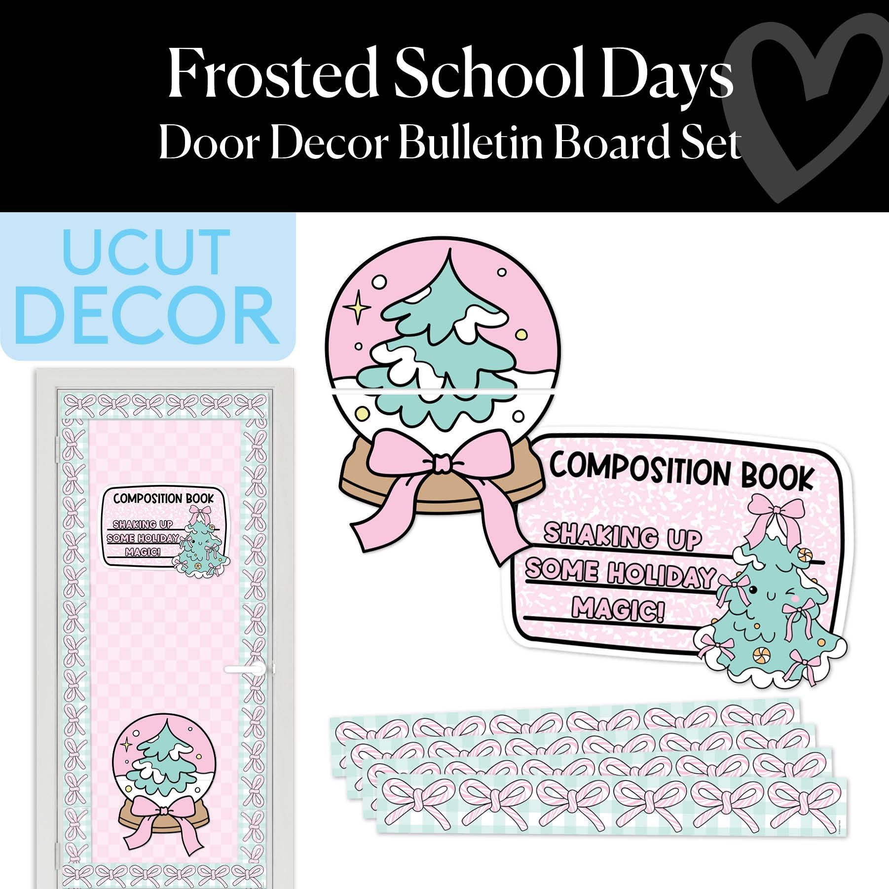 Christmas Pre-Printed Door Decor Bulletin Board Set | Frosted School Days
