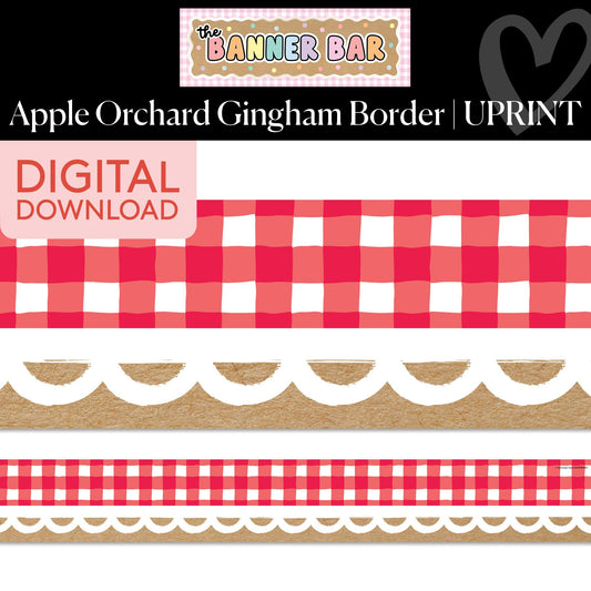 Printable Apple Orchard Gingham Border