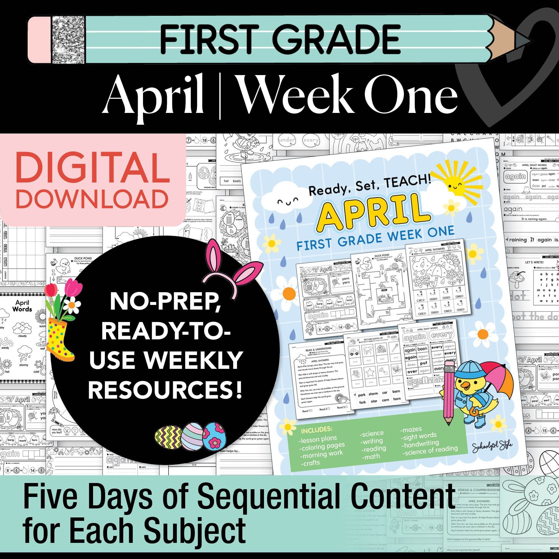 Printable First Grade April Week 1 Resources