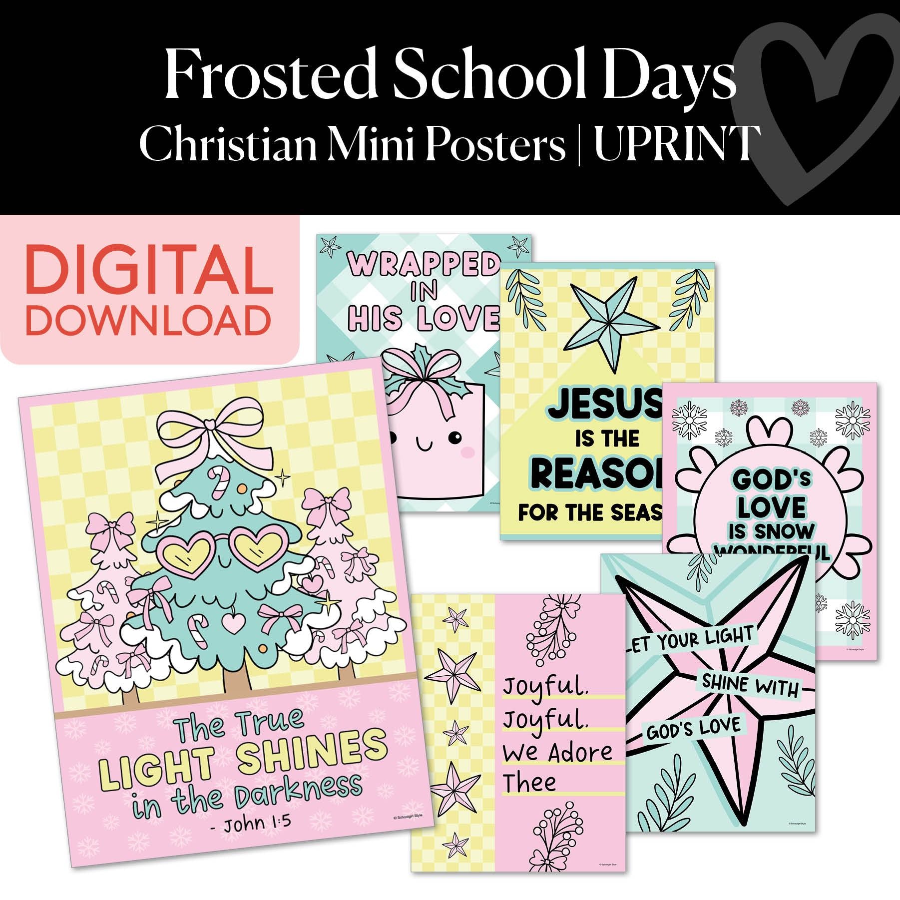 Printable Christmas Christian Mini Posters | Frosted School Days