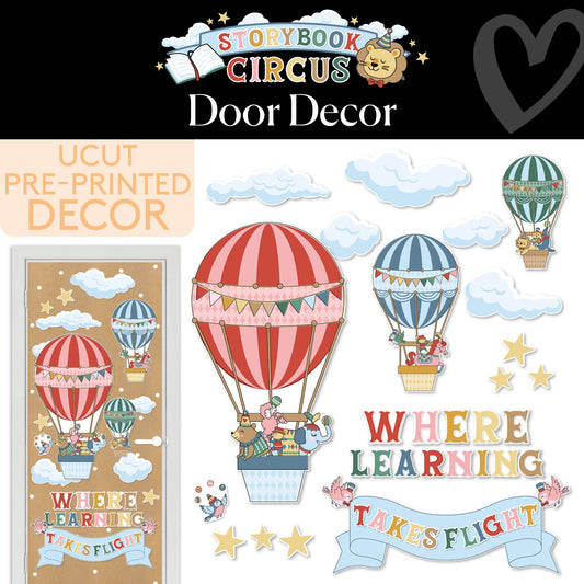 Learning Takes Flight Hot Air Balloon Door Decor Set | Storybook Circus