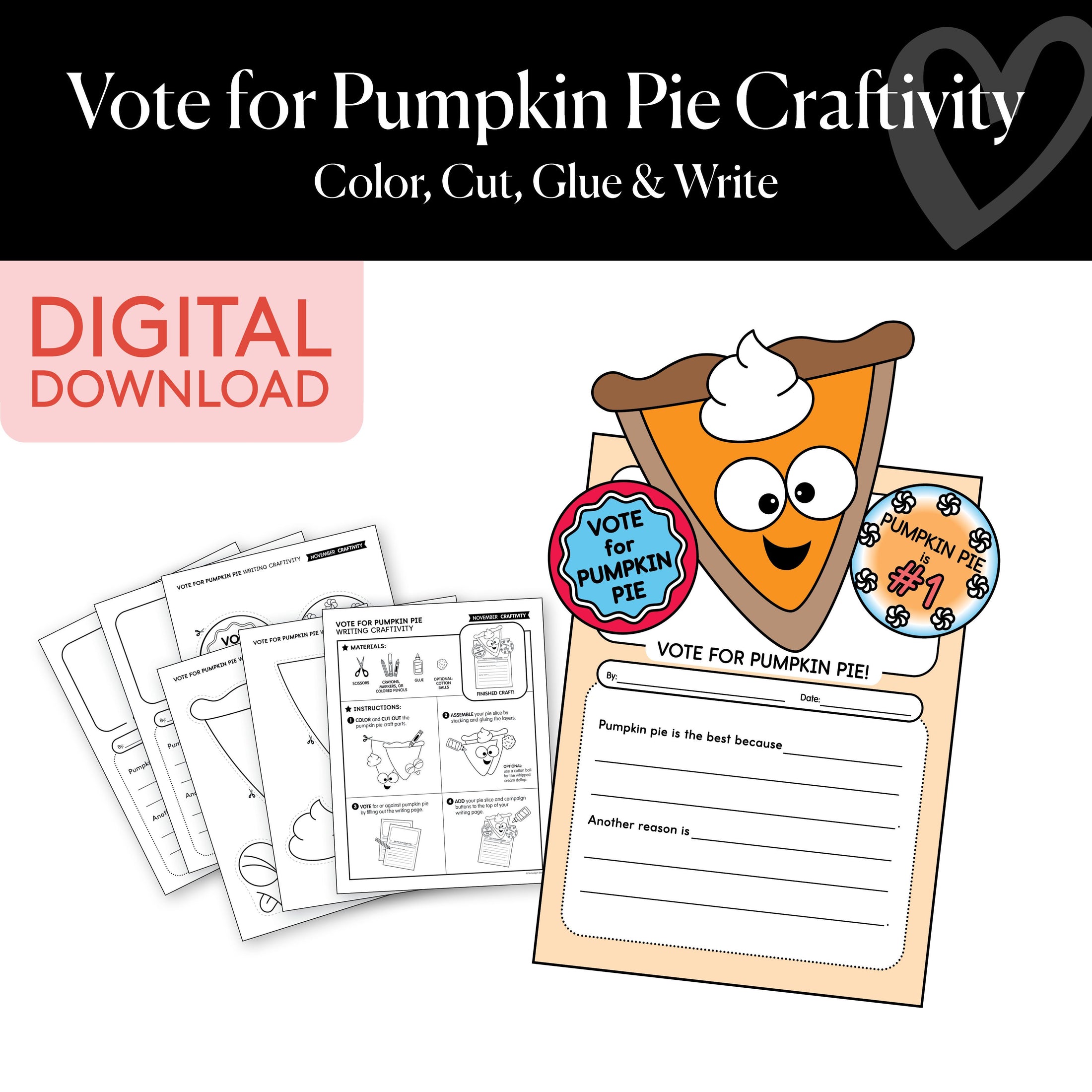 Printable Vote For Pumpkin Pie Craftivity