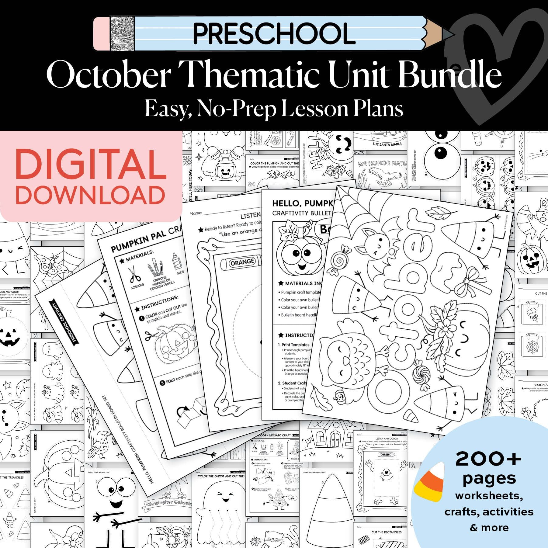 Printable Preschool October Thematic Unit Bundle
